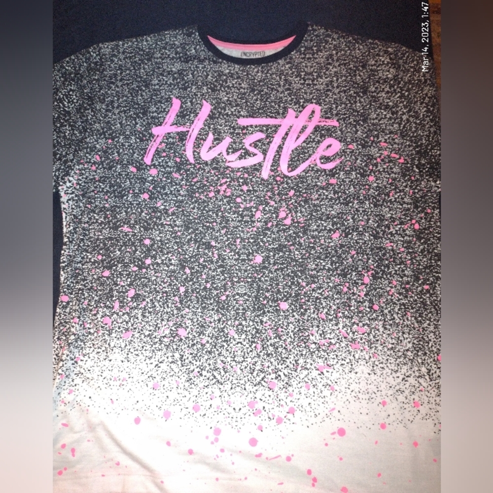 Encrypted NYC Hustler T Shirt Men's Big And Tall paint splatter graphic tee 5xl - Picture 3 of 5